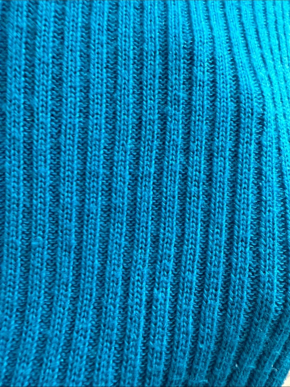 Vintage 59-70s Teal Blue Ribbed Knit Sweater - Picture 4 of 9